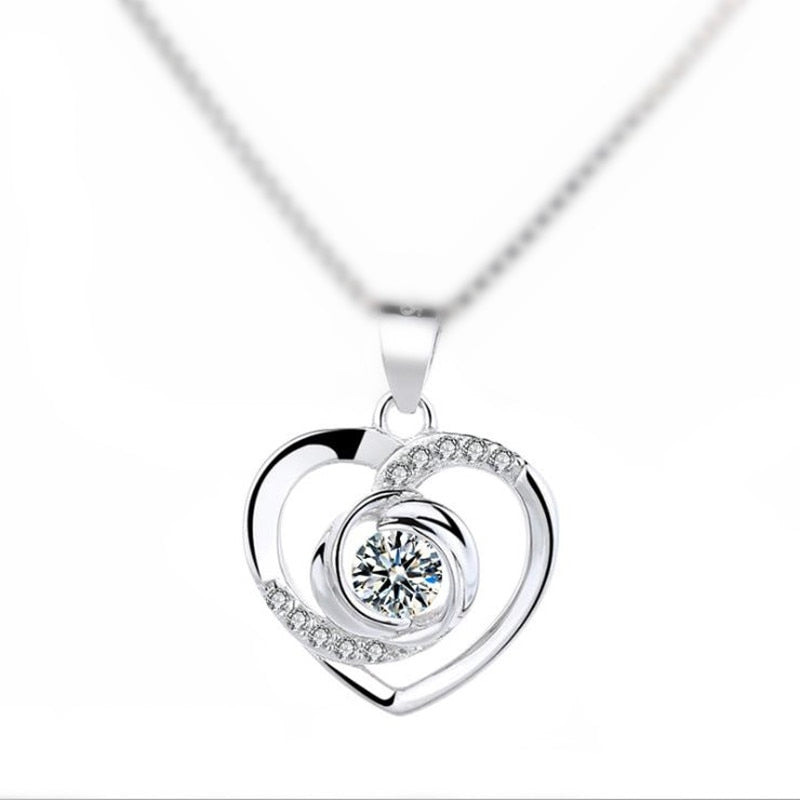 Heart CZ Crystal 925 Sterling Silver 14kY GP Necklace Pendant Love Heart CZ Crystal 925 Sterling Silver 14kY GP Necklace Pendant Love