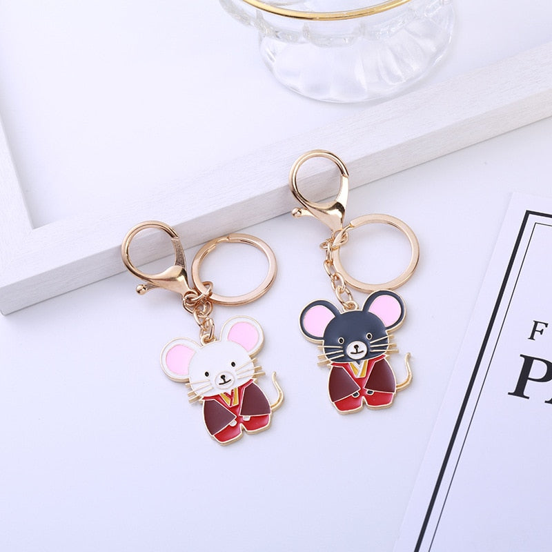 Cute Lucky 12 Zodiac Mouse Keychain