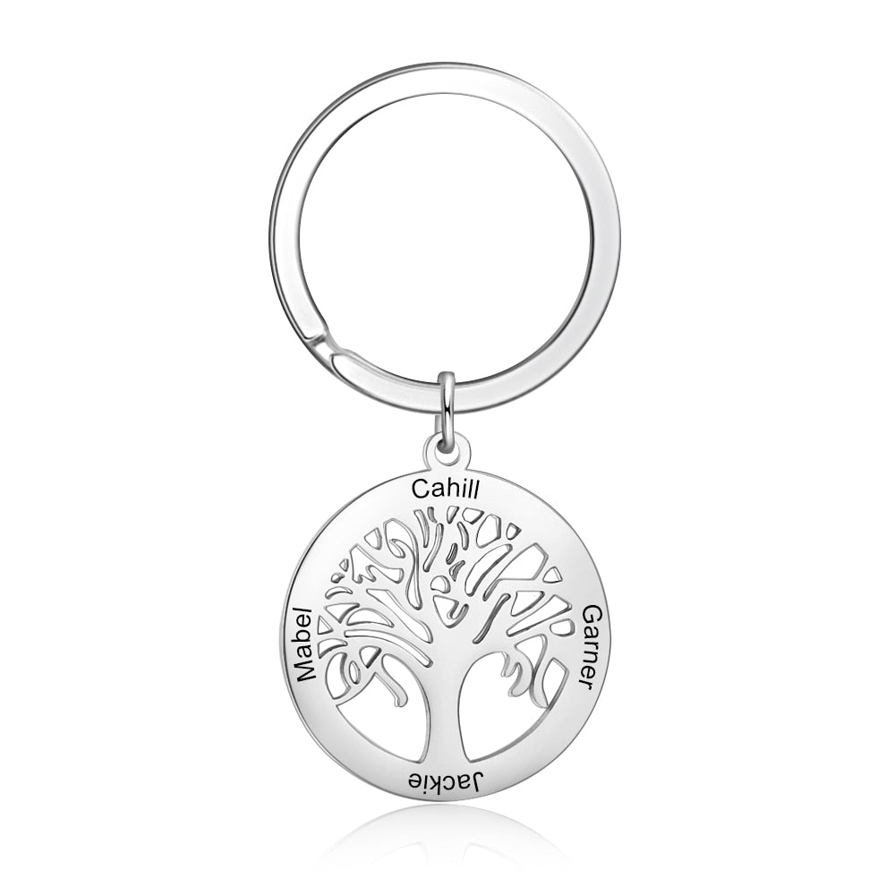 Personalized Tree of Life Stainless Steel Keychains
