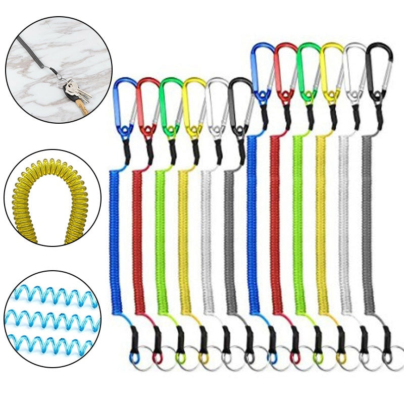 High Elastic Carabiner Wire Rope Keychain