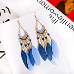 Bohemian Feather Tassel Earrings