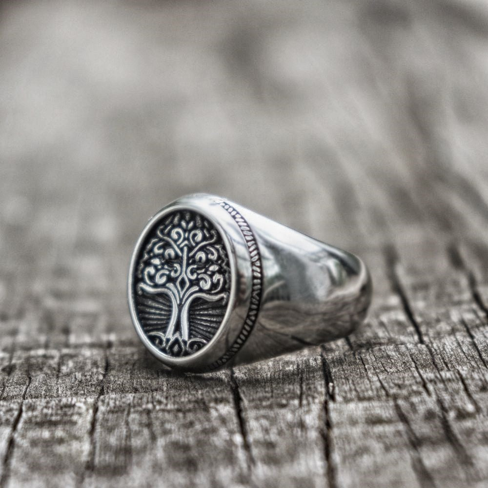 Stainless Steel Tree of Life Signet Ring