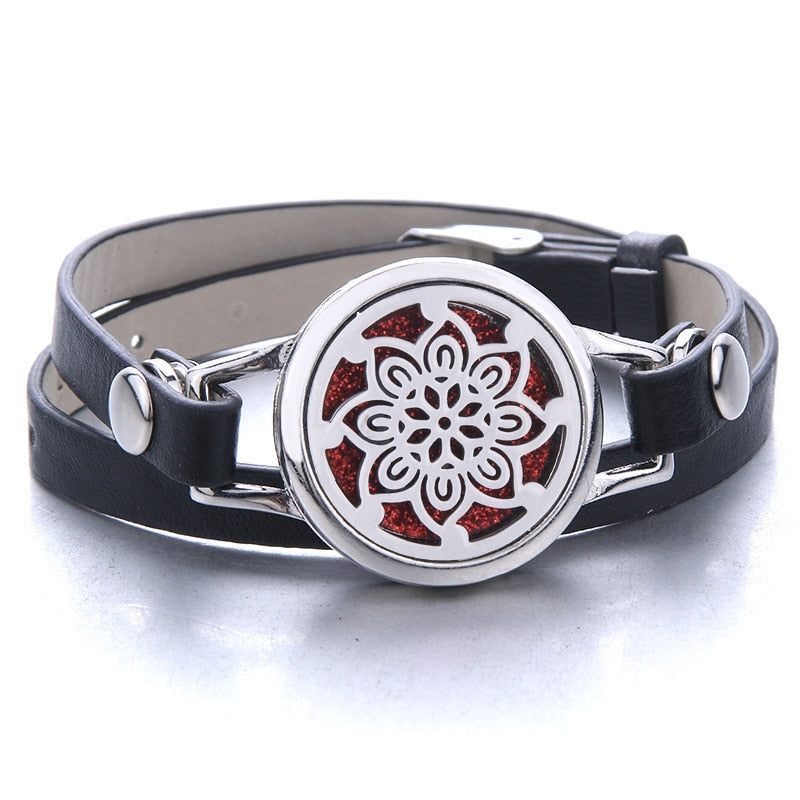 Oil Diffuser Locket Leather Bracelet
