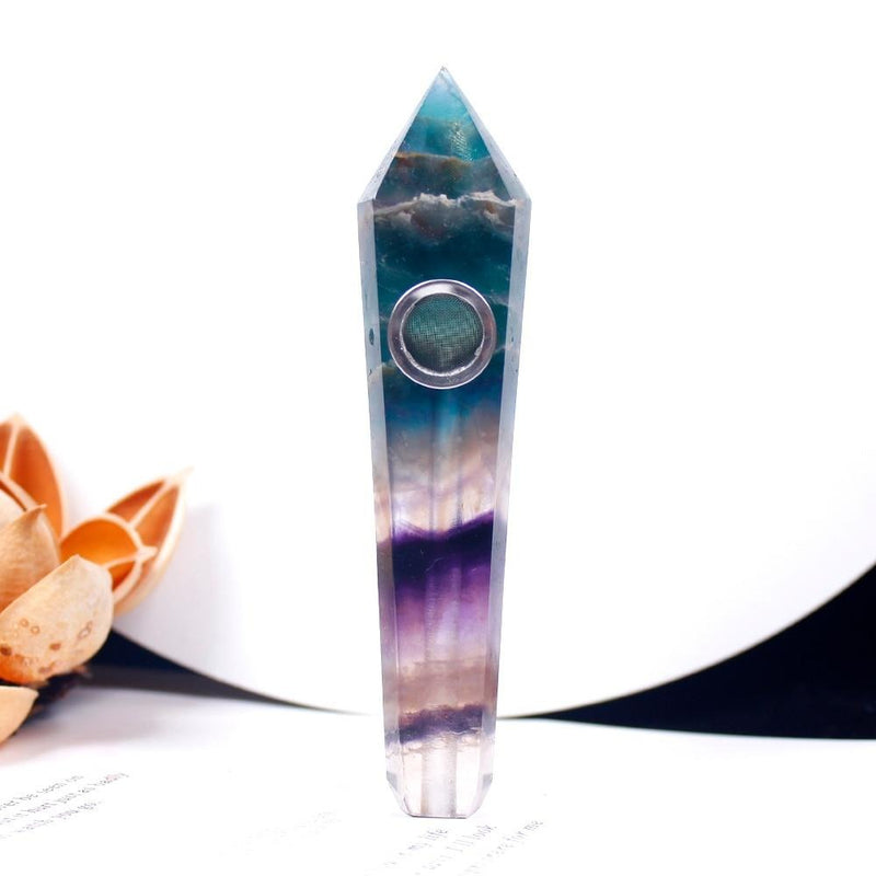 Natural crystal healing quartz crystal point wand gemstone smoking pipe