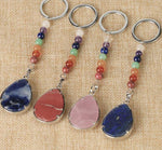 Tree of Life Keychain 7 Chakra Water Drop Natural Stone Key Holder