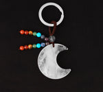 Natural Stone 7 Chakra Keychain Healing Moon Star