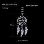 Bohemian Ethnic Feather Yoga Alloy Stainless Steel Dreamcatcher Necklace