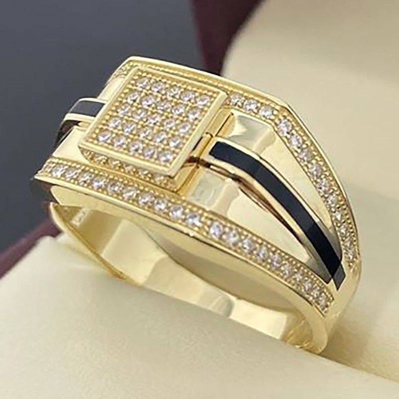18K Gold Filling Zircon Crystal Wedding Rings