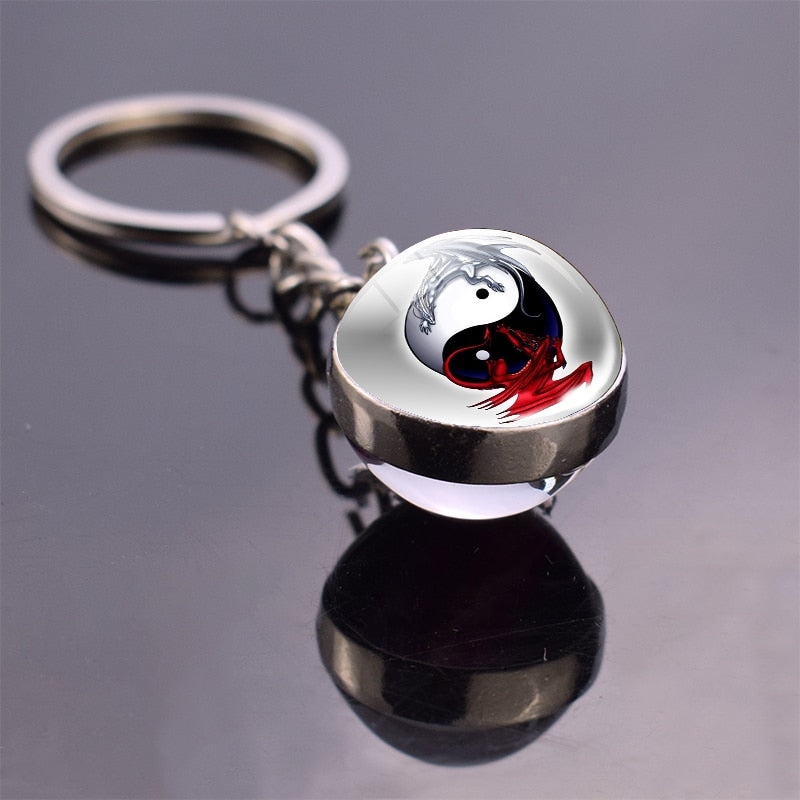 Glass Ball Pendant Keychains