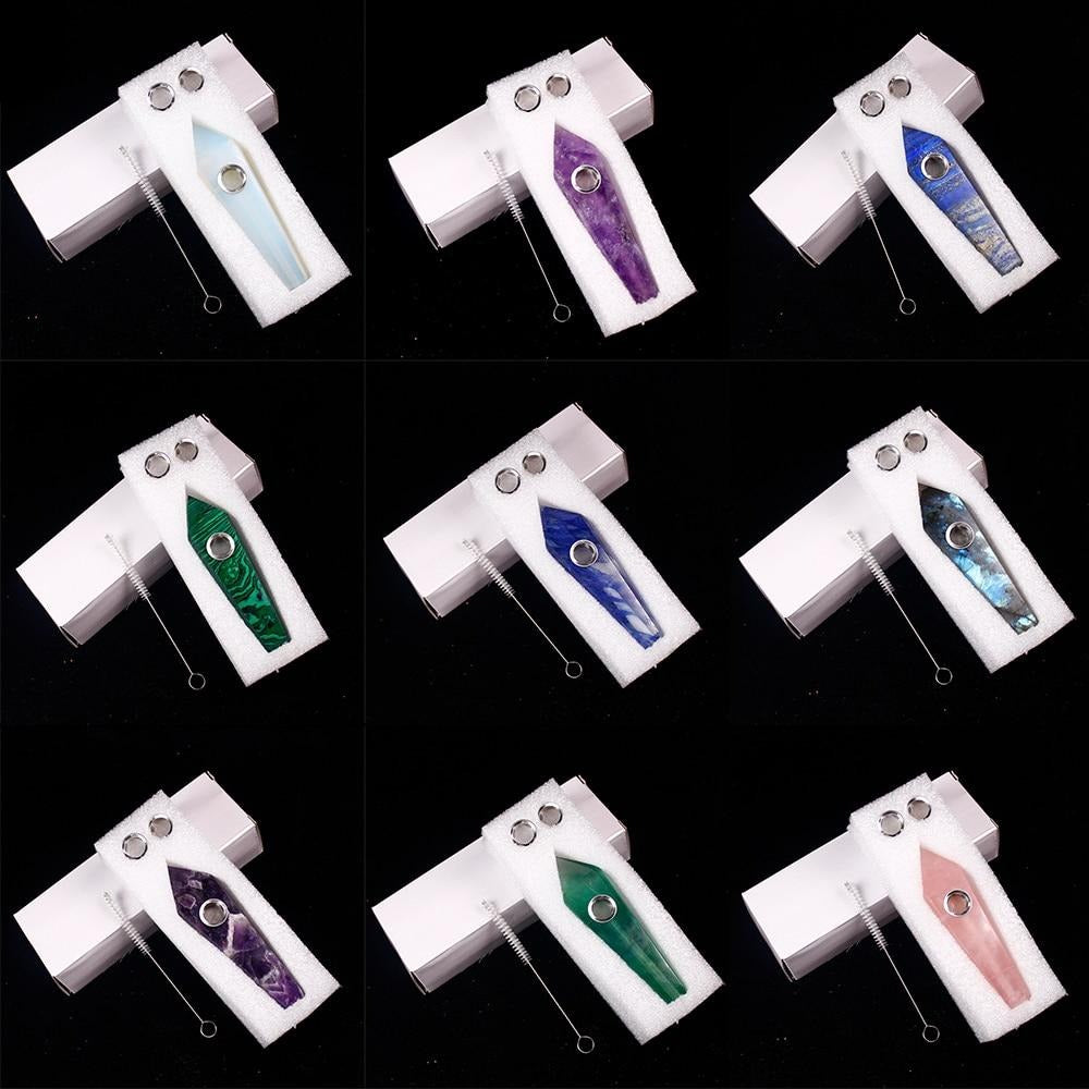 Natural crystal healing quartz crystal point wand gemstone smoking pipe