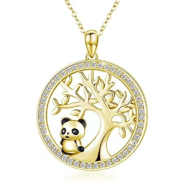 Crystal Rose Gold Plated Panda Clavicle Pendant