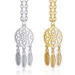 Bohemian Ethnic Feather Yoga Alloy Stainless Steel Dreamcatcher Necklace
