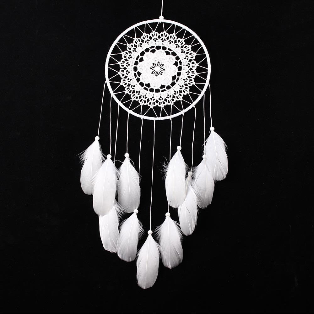 Handmade Lace Dream Catcher Feather Bead Hanging Decoration Ornament Gift Colorful Craft Dreamcatcher Heart Wind Chimes