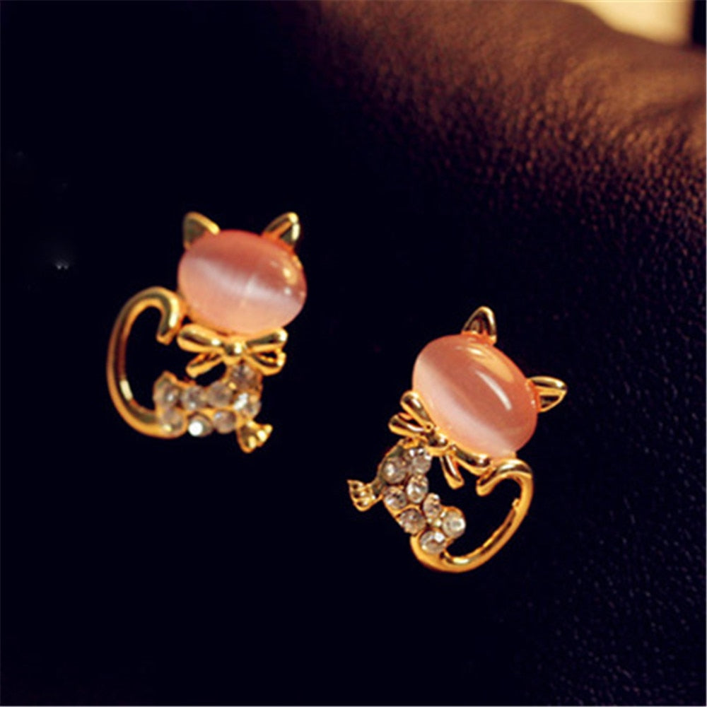 Luxury Gold Color Colorful Crystal Bow Stud EarringsLuxury Gold Color Colorful Crystal Bow Stud Earrings