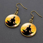 Chakra Spiritual Healing Glass Dangle Earrings