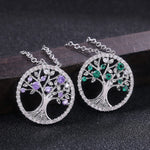 Tree of Life Zircon Round Pendant Necklace
