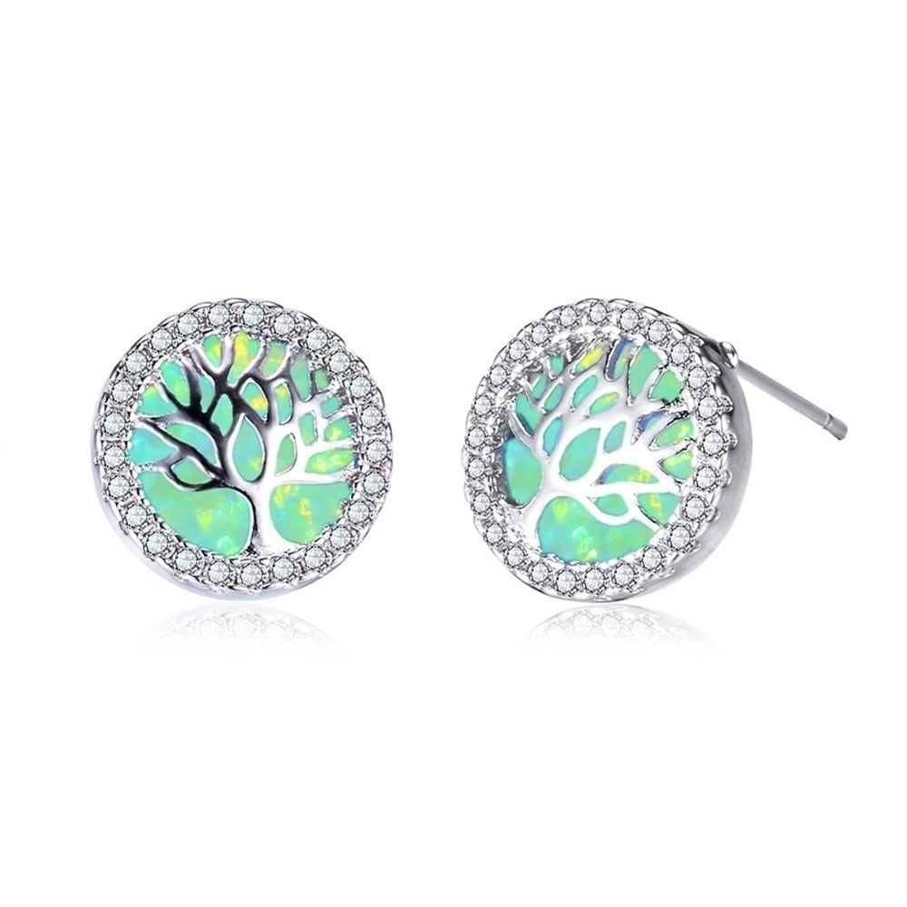 Tree Of Life Cubic Zirconia Stud Earrings