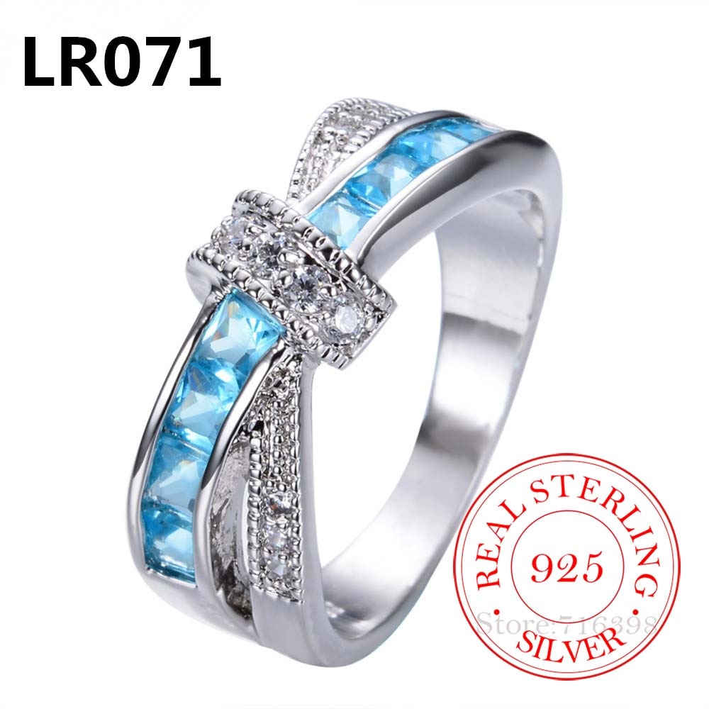 925 Silver Vintage Crystal Couple's Wedding Rings