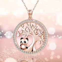 Crystal Rose Gold Plated Panda Clavicle Pendant