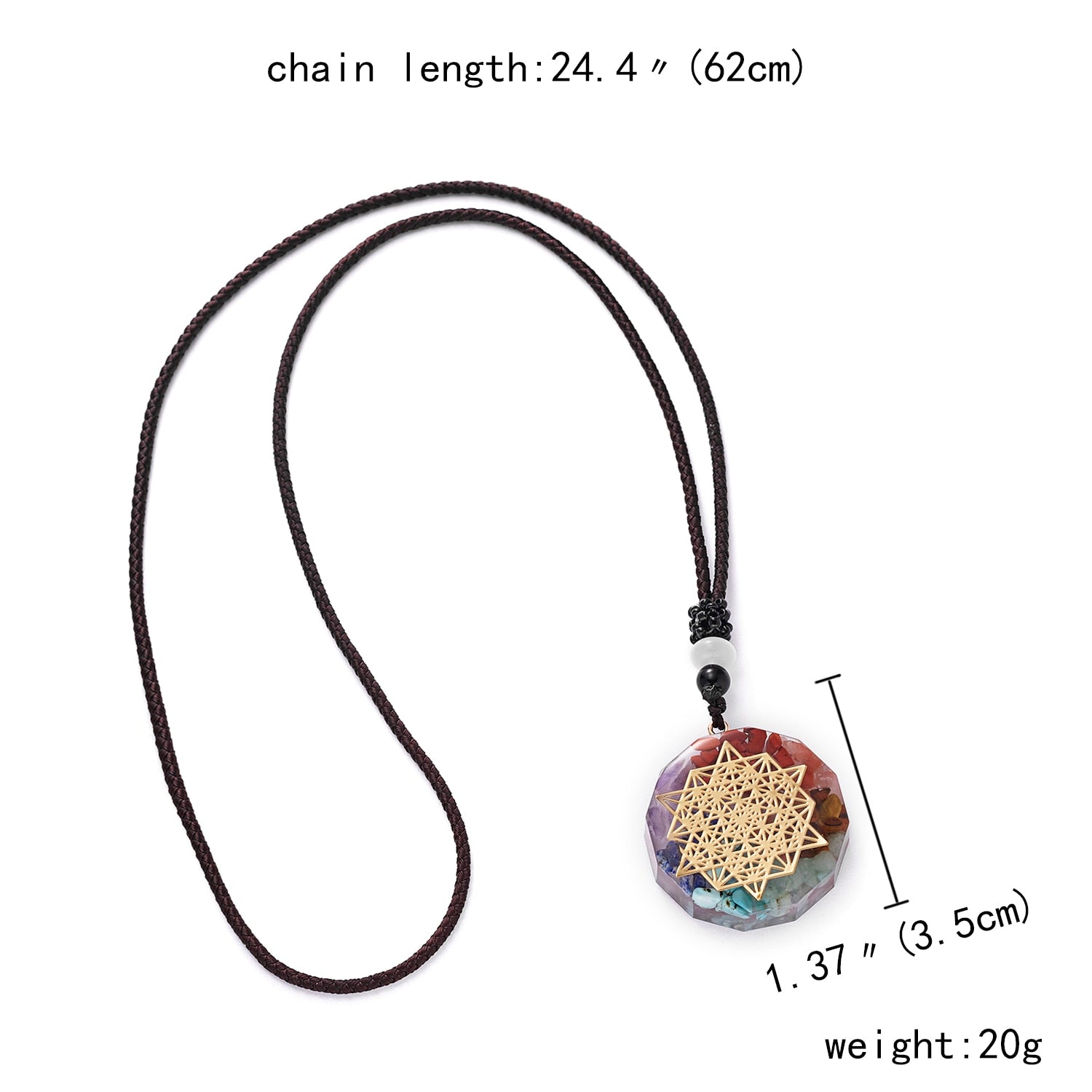 Geometric Pattern Chakras Orgonite Natural Stone Pendant
