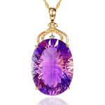 Amethyst Color Oval Crystal Pendant Necklace
