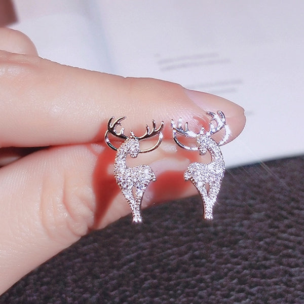 Crystal Deer Stud Earrings