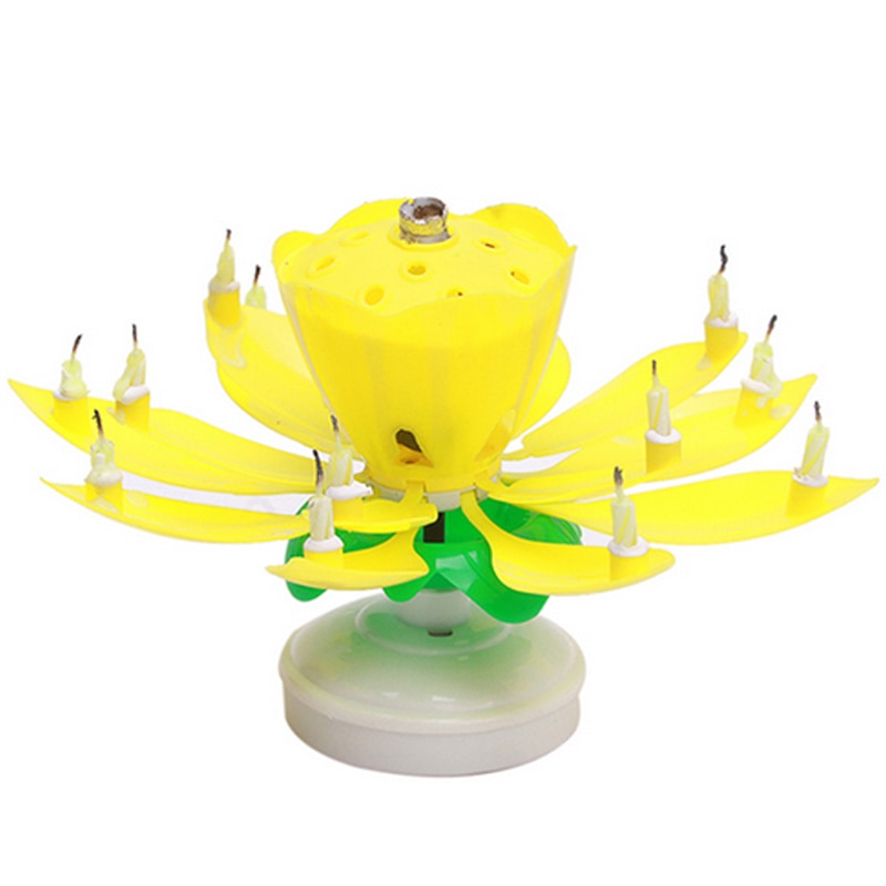 Lotus Flower Rotating Birthday Musical Candle