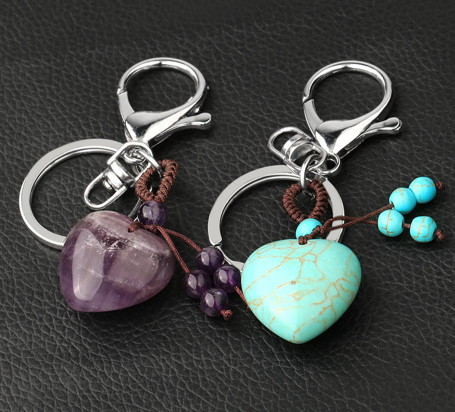  Pink Quartz Tiger Eye Keyring