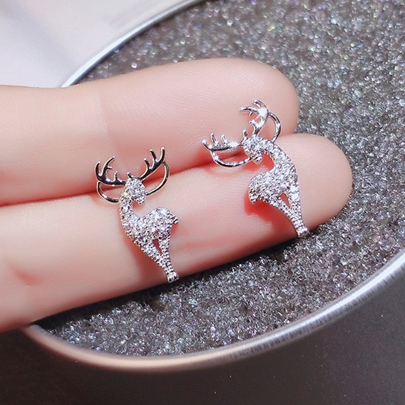 Crystal Deer Stud Earrings