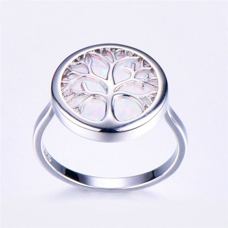 Opal  life tree circle ring