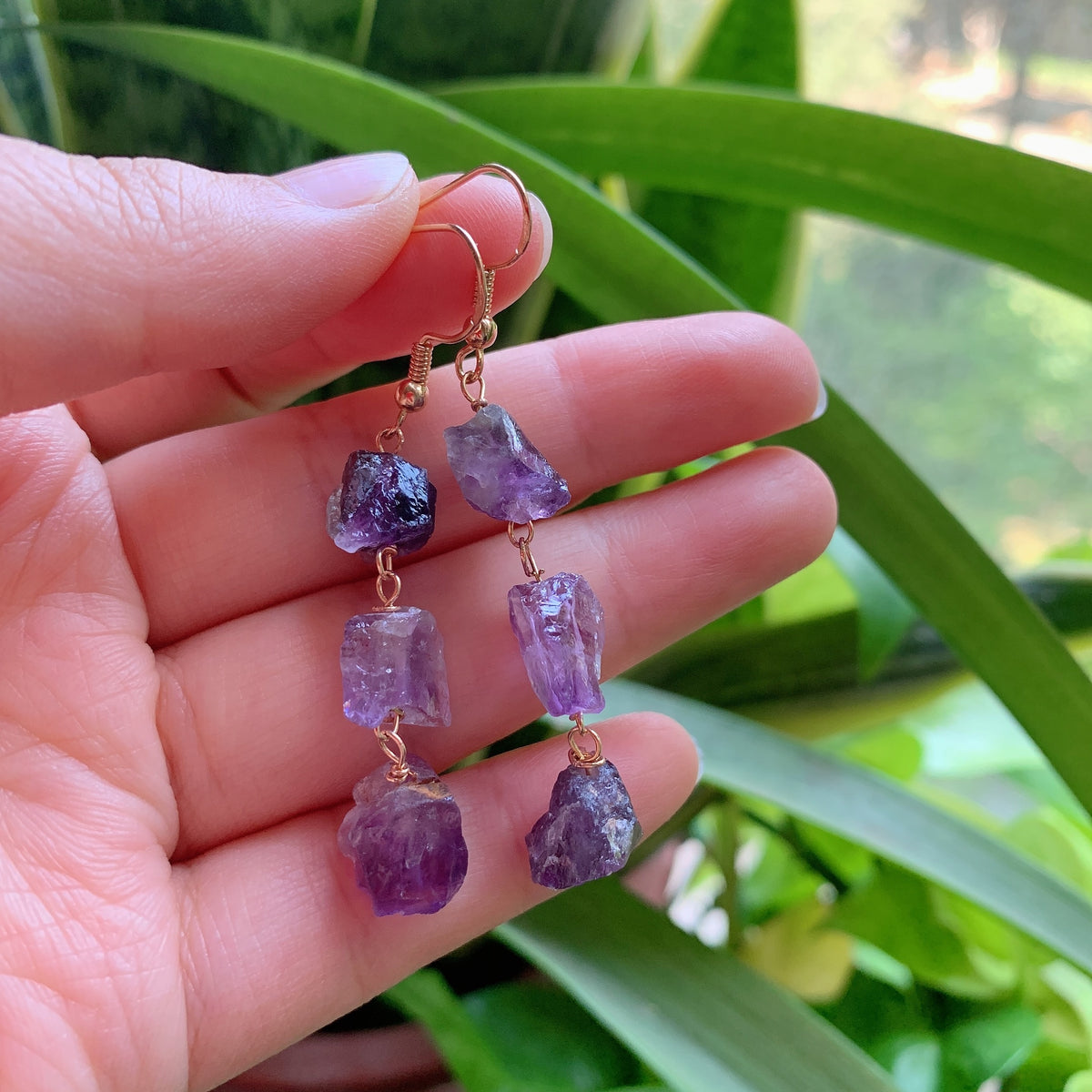 Stone Long Tassel Quartz Earrings