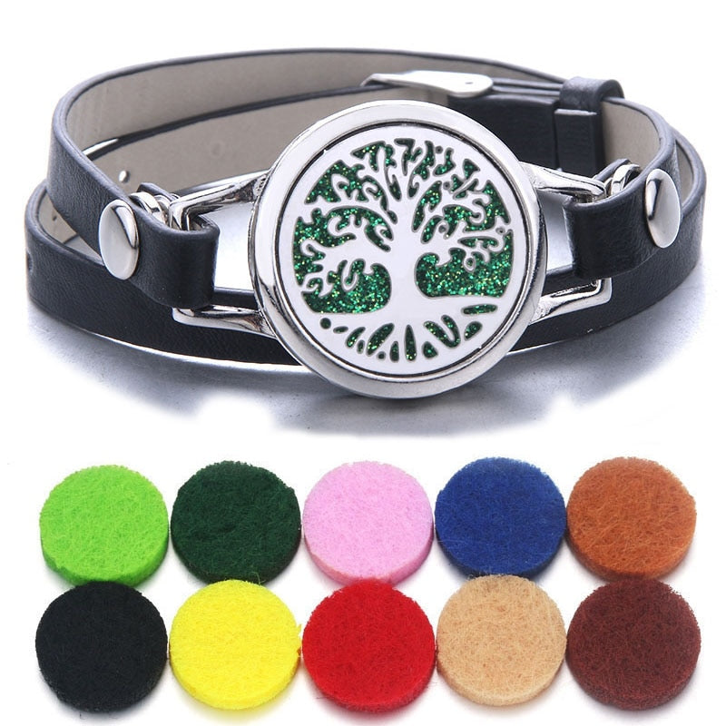 Oil Diffuser Locket Leather Bracelet