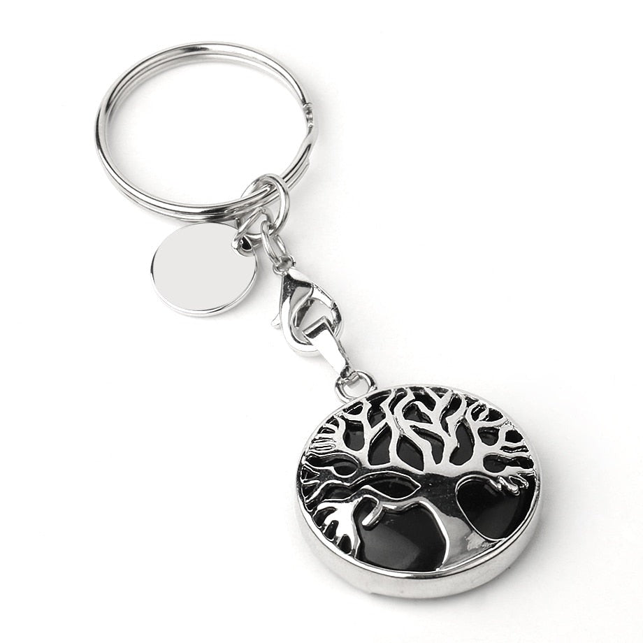 Luxury Crystal Stone Tree of Life Keychain