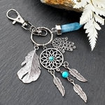Small Handmade Feather Dream Catcher Keyring Keychain