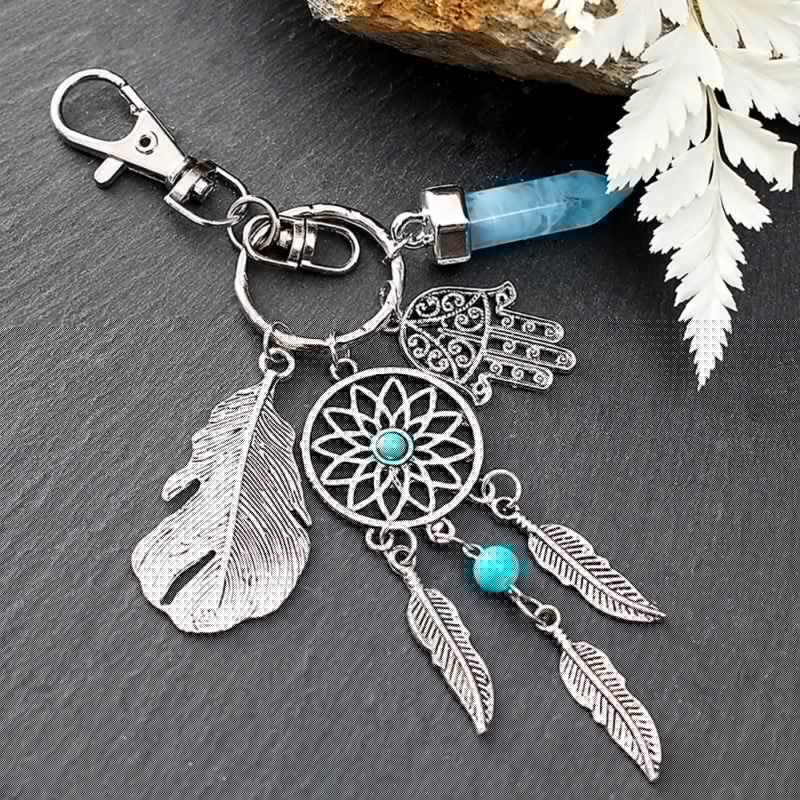 Small Handmade Feather Dream Catcher Keyring Keychain