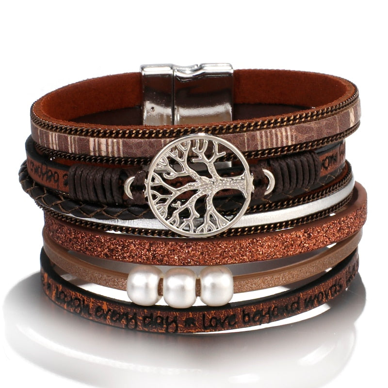 Tree Of Life Women Leather Bracelet