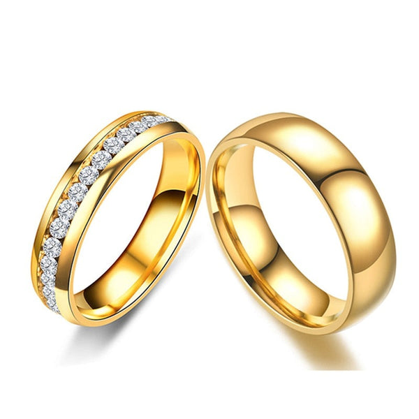 Gold Color Lover Crystal Rings