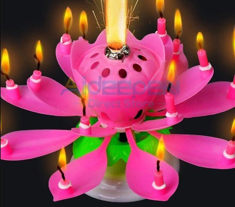 Cake Candle Lotus Flower Musical Candle