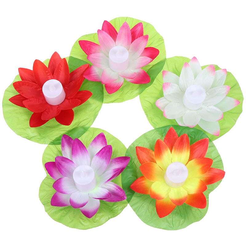 LED Artificial Lotus Colorful Changed Floating Flower Lamps