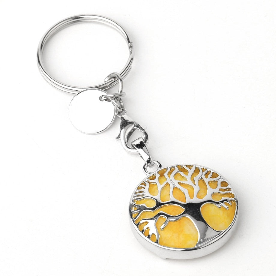Luxury Crystal Stone Tree of Life Keychain