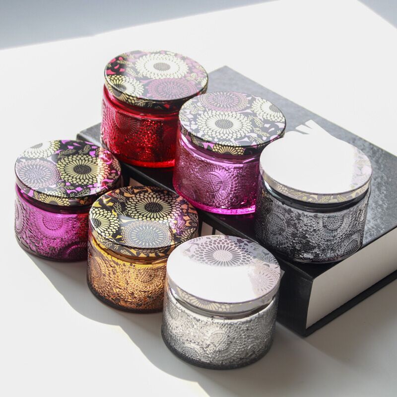 Candle Cup Color Relief Candlestick Glass Candles Jars