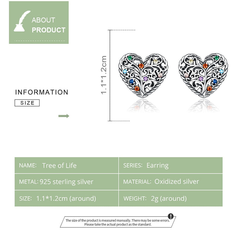 Tree of Life 925 Sterling Silver Stud Earrings