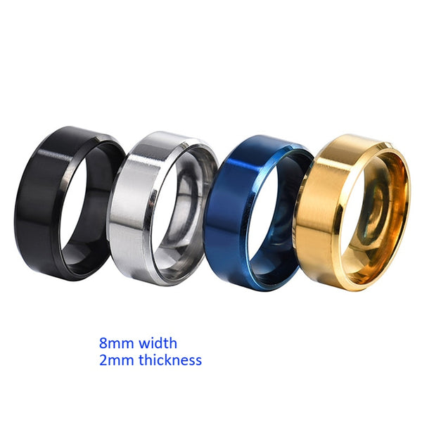 8mm Matt Stainless Steel Simple Design Plain Rings