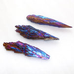 Natural Quartz Crystal Jet stone Rainbow Titanium Cluster  Mineral Specimen Healing