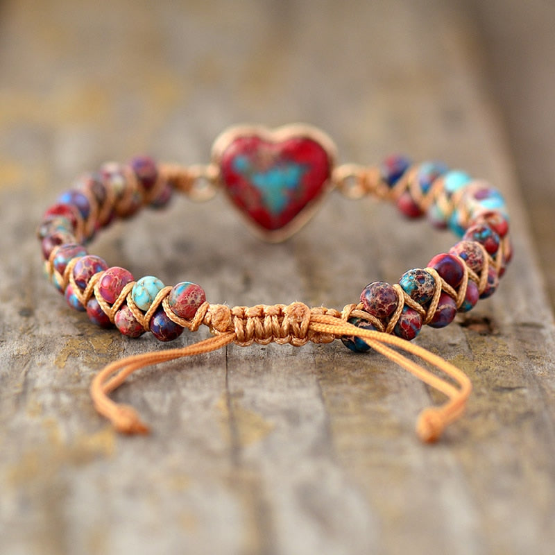 Heart Charm String Braided Macrame Bracelets