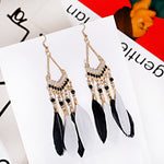 Bohemian Feather Tassel Earrings