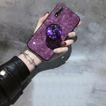 Crystal holder Stand+Fur Ball+Strap Phone case For iPhone