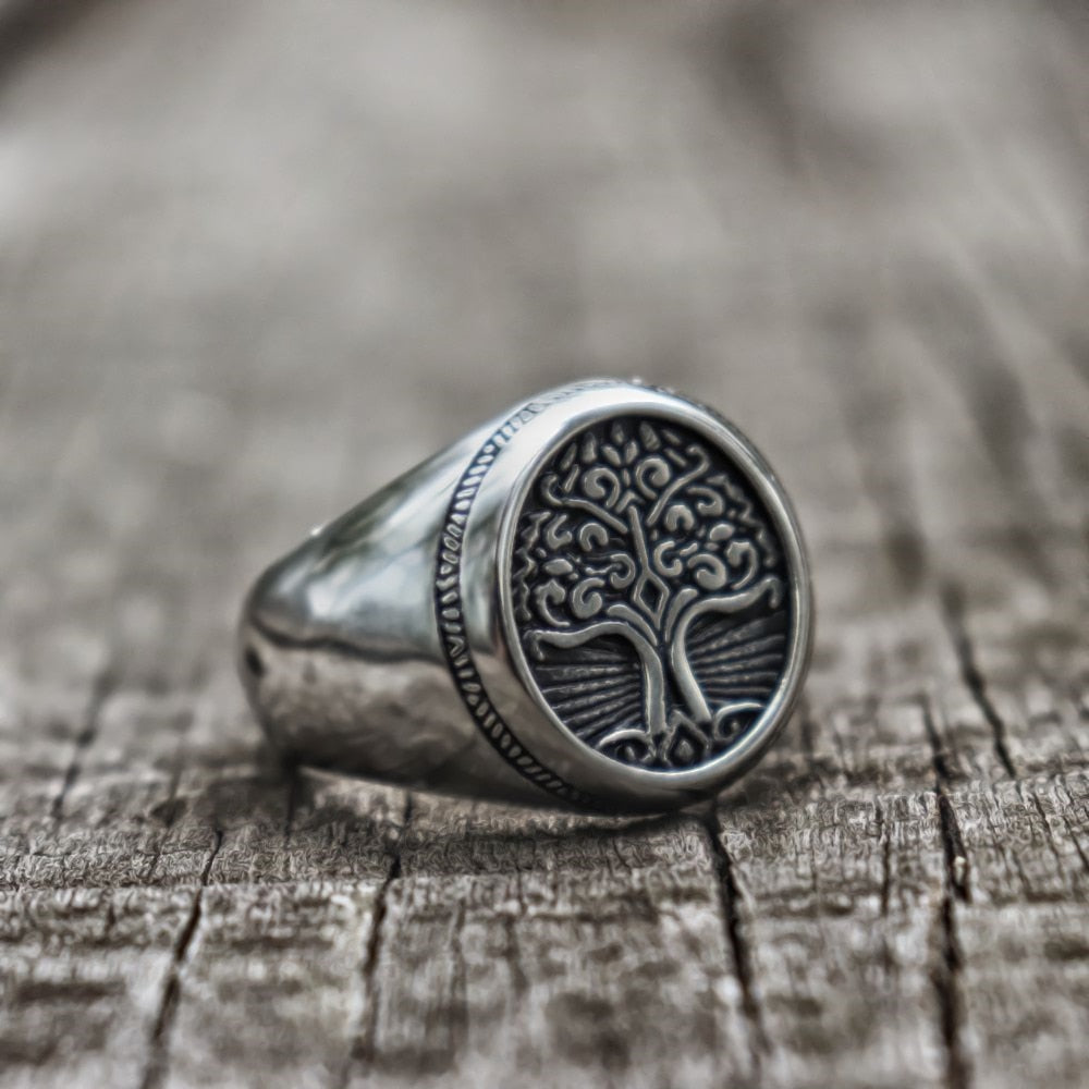 Stainless Steel Tree of Life Signet Ring