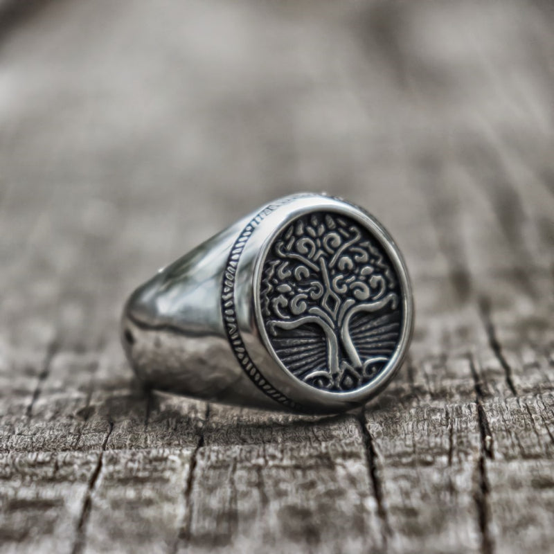 Stainless Steel Tree of Life Signet Ring