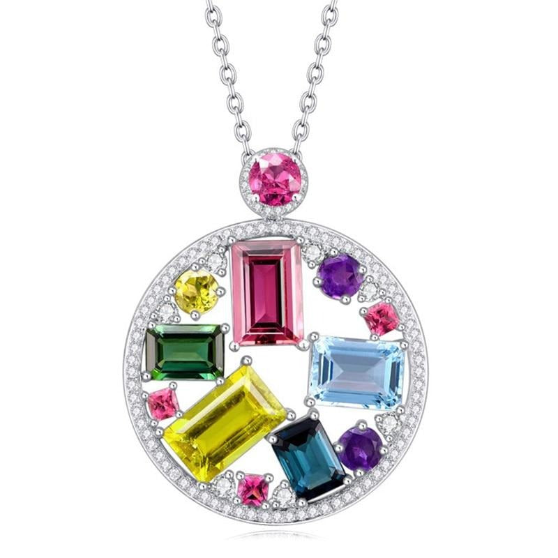 Colorful Jewel Round Pendant